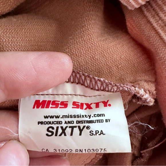 Y2K Miss Sixty Muted Pink Corduroy Shirt Dress Size L - Picture 5 of 6